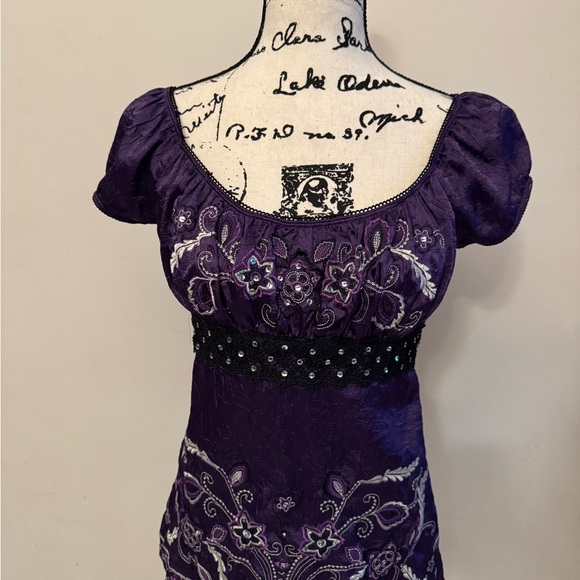 Heart Soul Tops - Heart Soul Purple Embroidered Scoop-Neck Tunic